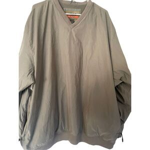 Izod Mens Windbreaker Jacket Pullover Golf Nylon Mesh Lined Tan 2XL